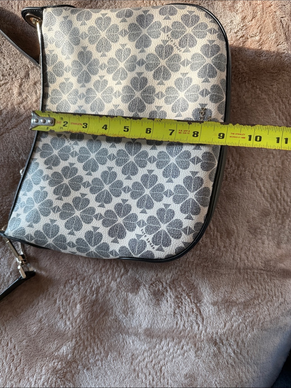 kate spade Cream and Gray Patterned Crossbody with Black Strap - Picture 11 of 11